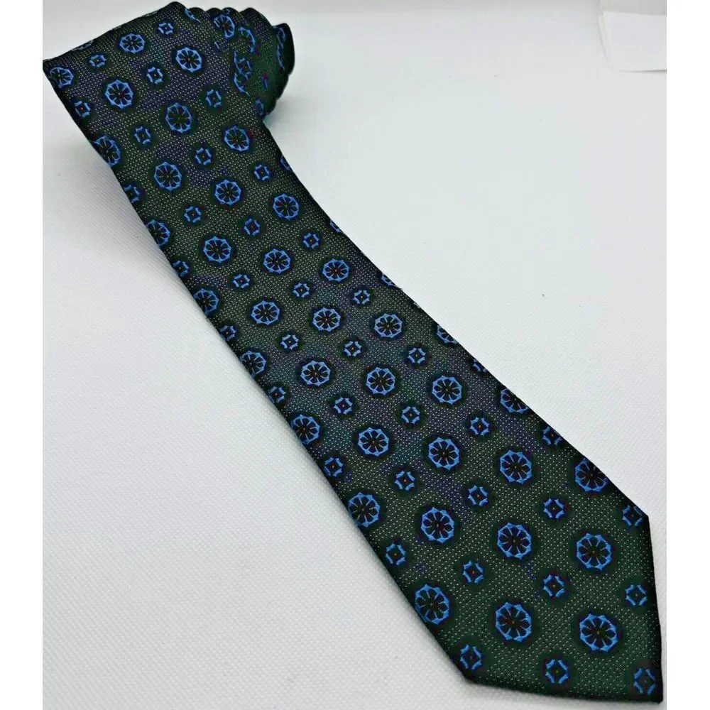 Joseph Abboud Jacquard Silk Tie Geometric Navy Cobalt Brown‎ 59